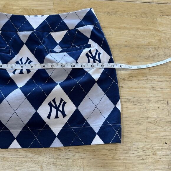 Loudmouth Mini Golf Skort Size 0 Blue Argyle New York Yankees MLB Spandex Pocket - Picture 9 of 13